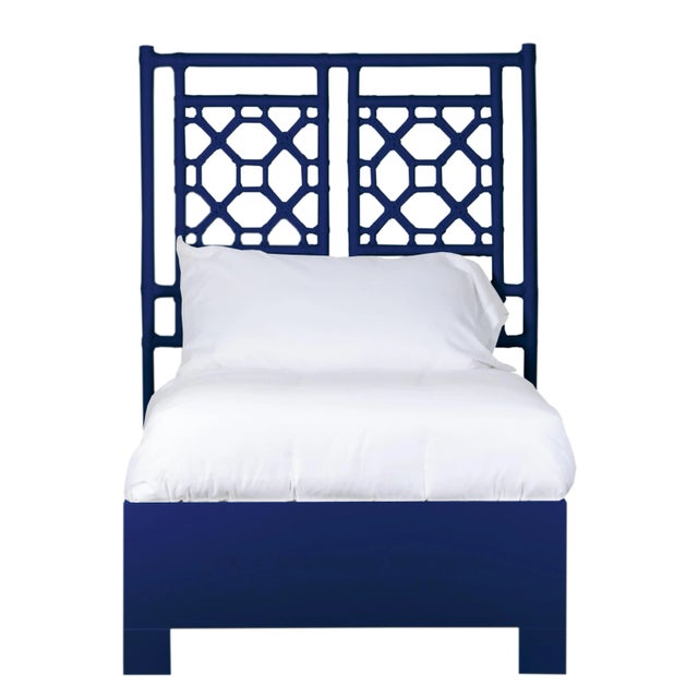 Navy Blue Lattice Back Bed Twin - Navy Blue For Sale - Image 8 of 8