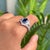 1920s Style 2.6 Ct Deep Blue Sapphire Art Deco Diamond Ring Size 5 in 14k White Gold For Sale - Image 12 of 16
