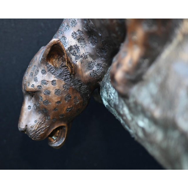 Large Bronze Panther Statue Garden Cat Sculpture For Sale - Image 11 of 13
