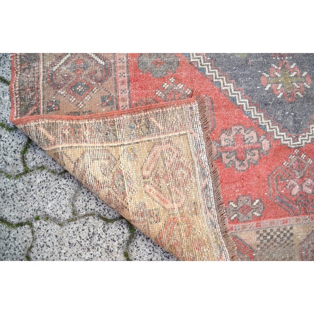 1960s Vintage Red Hand-Made Tribal Rug For Sale - Image 10 of 11