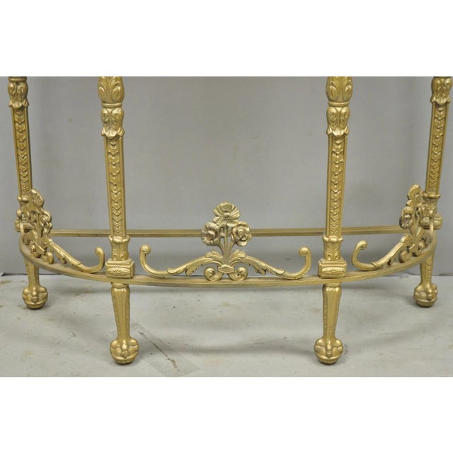 Early 20th Century Antique Gothic Revival Oscar Bach Style Figural Bronze & Onyx Gold Console Table For Sale - Image 5 of 16