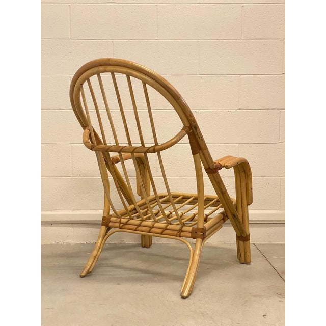 Set of Bamboo & Leather Armchairs, 1980s For Sale - Image 6 of 15