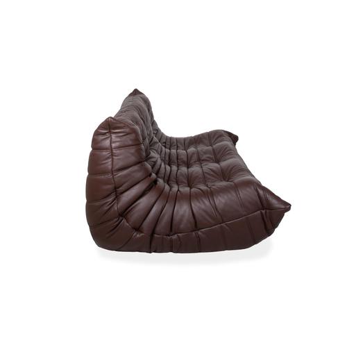 Brown Brown Leather Three-Seater Togo Sofa by Michel Ducaroy for Ligne Roset For Sale - Image 8 of 11