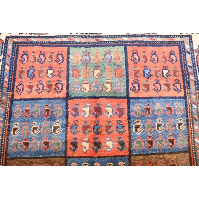 Red Antique Garden Box Persian Bakhtiari Scatter Rug - 3'3" x 4'10" For Sale - Image 8 of 9