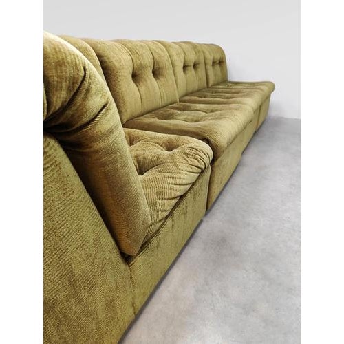 Green Vintage Velvet Modular Sofa in Verdant Green, 1970s For Sale - Image 8 of 9