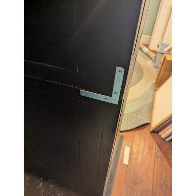 Bramble Co Distressed Mahogany Black Bookshelf With Sliding Glass Doors For Sale - Image 11 of 15