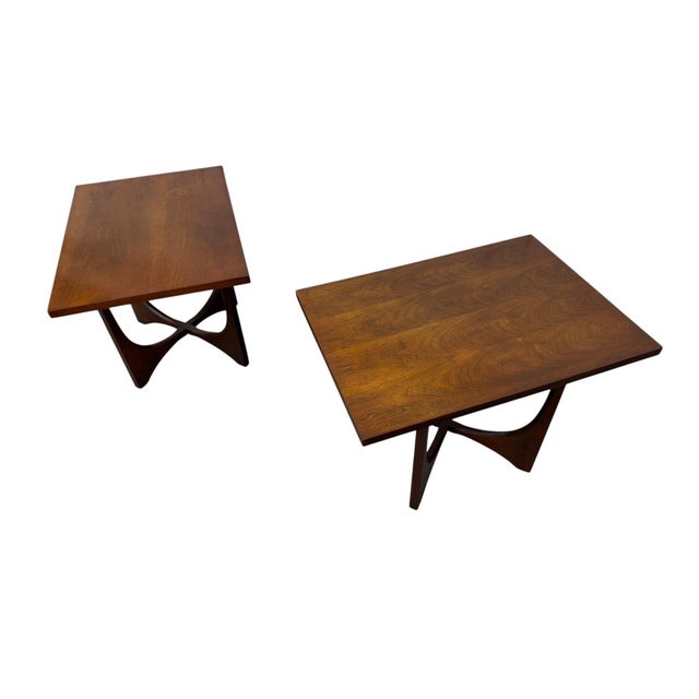 Mid-Century Modern Broyhill Brasilia Square Walnut Side Tables - Set of 2 For Sale In Philadelphia - Image 6 of 9