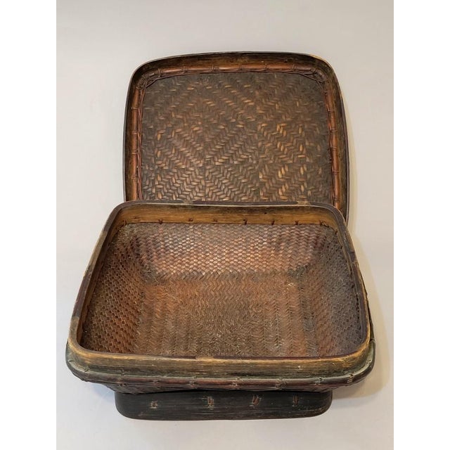 Mid-Century Smoked Bamboo Ifugao Lidded Basket, Philippines For Sale - Image 4 of 7