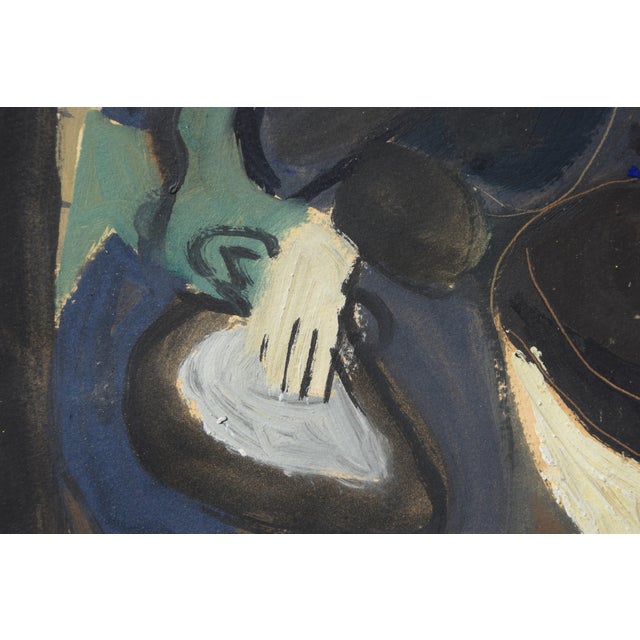 Walter Becker, Women in a Train Compartment, Verso: Portrait of a Woman, 1946, Gouache and Oil on Handmade Paper For Sale - Image 10 of 15