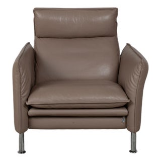 Brown Taupe Leather Porto Armchair with Manual Function from Erpo For Sale