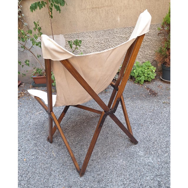 Folding Armchair Tripolina Model in Wood, Iron and Fabric for Citterio, 1970s For Sale - Image 4 of 7