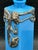 Antique Art Nouveau French Blue Glass Perfume Bottle Sterling Silver Overlay Belle Epoque Scent Bottle For Sale - Image 4 of 5