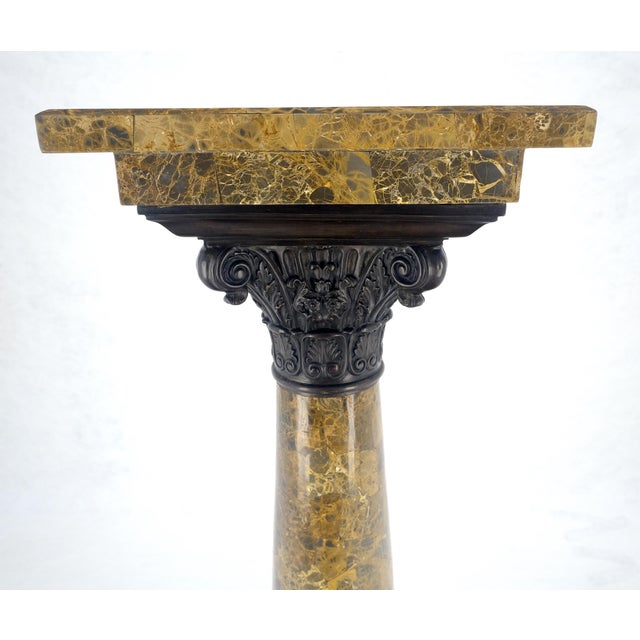 Metal Neoclassical 14" Square Top Tapered Column Pedestal Stand Lamp Table MINT For Sale - Image 7 of 12