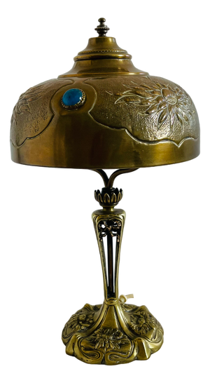 Art Nouveau Bronze Table Lamp attributed to Georges Leleu, Early 20th Century