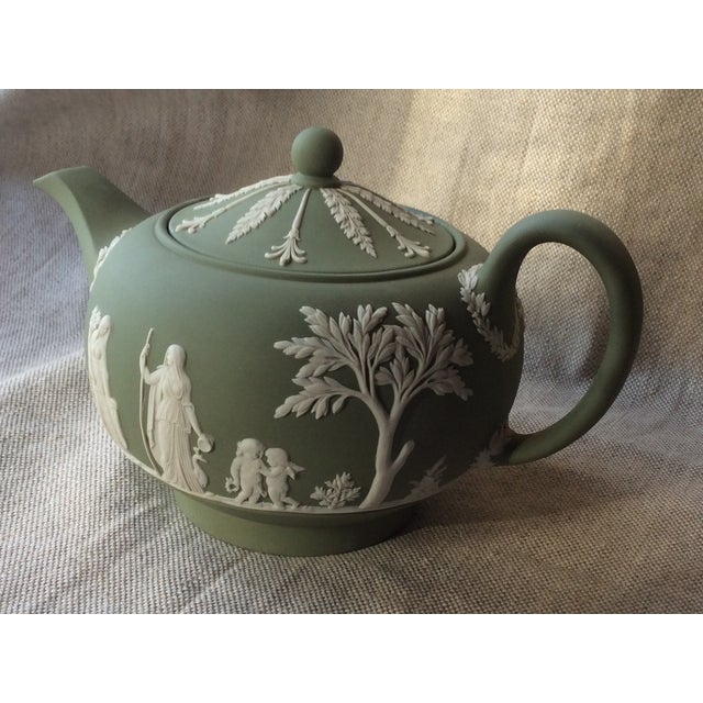 Antique Wedgwood Jasperware Teapot, Sage Green Chairish