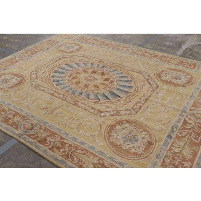 Rug & Kilim Rug & Kilim's Aubusson Style Rug in Gold & Beige With Floral Medallion For Sale - Image 4 of 8