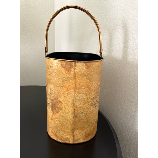 Gold Floral Metal Basket With Swing Handle – Hollywood Regency Style For Sale In Denver - Image 6 of 12