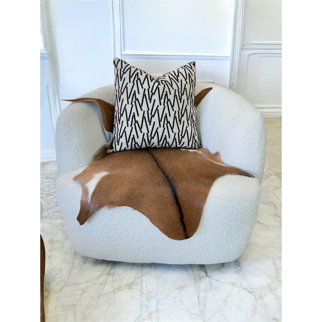 Contemporary 20x20 Embroidered Linen Pillow – Ivory With Black Stitching For Sale - Image 3 of 3