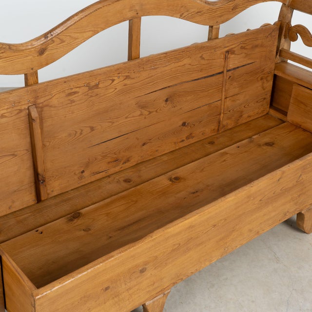 19th Century Swedish Pine Bench With Storage For Sale - Image 4 of 14