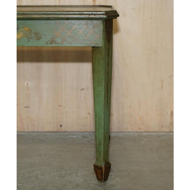 Antique Victorian Chinese Chinoiserie Hand Painted Green Side Table, 1880s For Sale - Image 9 of 16