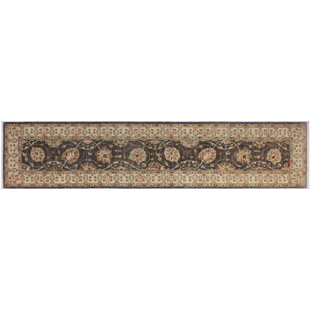 Boho Chic Ziegler Gray/Beige Wool Runner Rug- 2'6'' X 10'8'' For Sale - Image 9 of 10