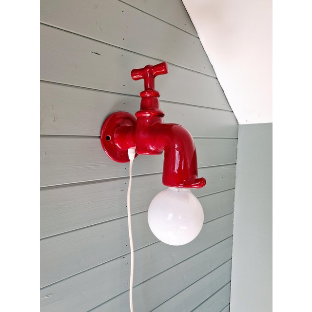 Vintage Red Ceramic Wall Light, 1970s For Sale - Image 10 of 12