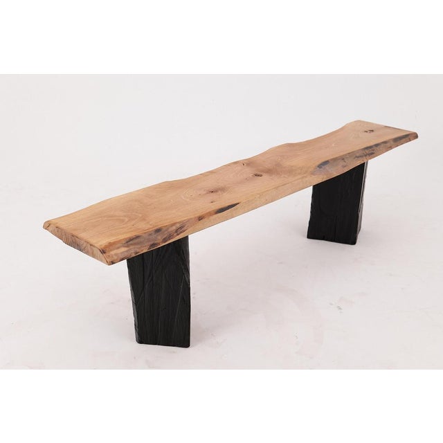 Early 21st Century Live Edge Wood Bench with Charred Legs by Logniture For Sale - Image 5 of 18