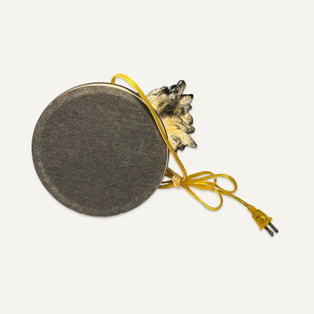 1980s Ceramic Rooster Lamp on Black Base For Sale - Image 6 of 6