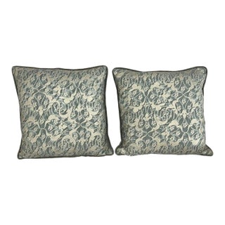 Pair of Authentic Venetian Oneiroi Patterned Fortuny Pillows For Sale