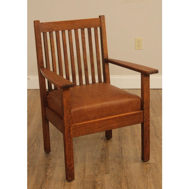 Antique Mission Oak Spindle Back Armchair For Sale - Image 4 of 13