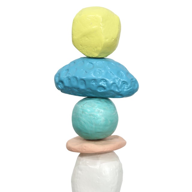 2020s Palm Springs Totem 3 - Modern Unique Muted Tone Abstract Playful Resin Sculpture Original Artwork by Nayla Saroufim For Sale - Image 5 of 9