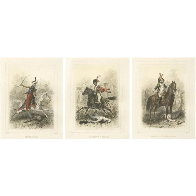 After Raffet, Napoleonic Battle Cavalry Mameluke, Chasseur, and Empress Dragoon, 1859, Print For Sale - Image 10 of 10