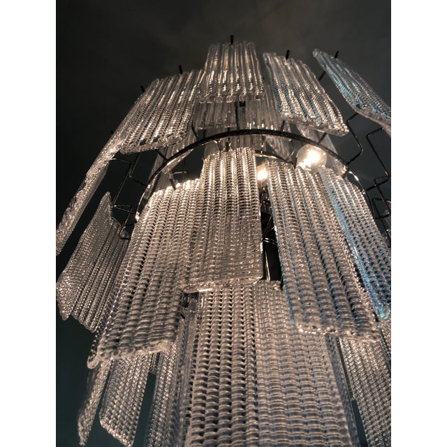 Transparent Contemporary Modern "Listelli" Murano Glass Sputnik Chandelier For Sale - Image 8 of 13