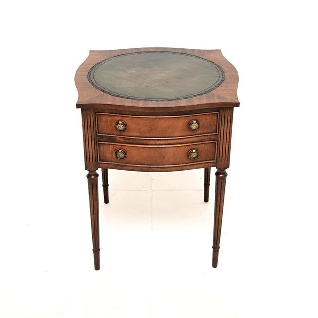 Brown Antique Regency Leather Top Side Table, 1950 For Sale - Image 8 of 8