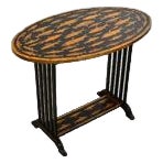 Vintage English Painted Side Table with Fish Découpage For Sale