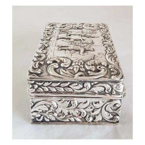 Metal Antique Dutch Silver Repoussé Trinket or Jewellery Box Late 19th Century For Sale - Image 7 of 14