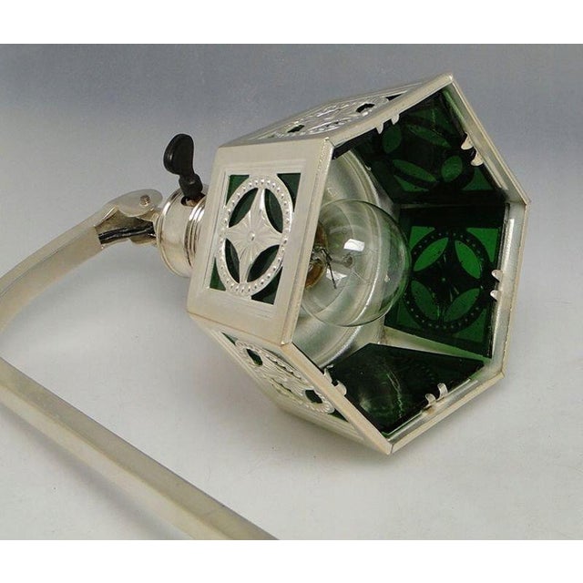 Metal Art Nouveau Silver-Plated Desk Lamp, Early 20th-Century For Sale - Image 7 of 13