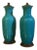 Antique 19th Century Chinese Monochrome Turquoise Crackle Glaze Porcelain Vases Mounted Lamps - Set of 2 For Sale