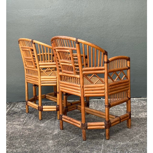 Vintage Brighton Pavillion Rattan Chairs - A Pair For Sale - Image 10 of 12