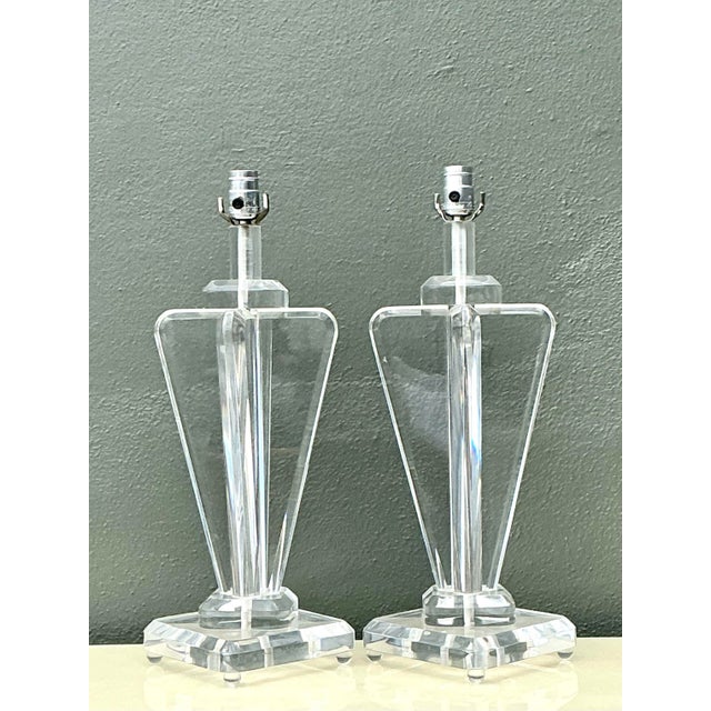 Vintage Lucite Paddle Lamps - A Pair For Sale - Image 12 of 12