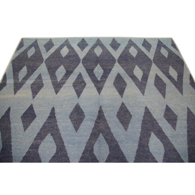 Blue Modern Handmade Tulu Rug 8' x 11'10" For Sale - Image 8 of 11