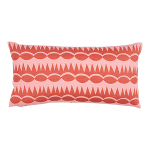 Schumacher x Drusus Tabor Dagger Stripe Pillow in Red on Pink
