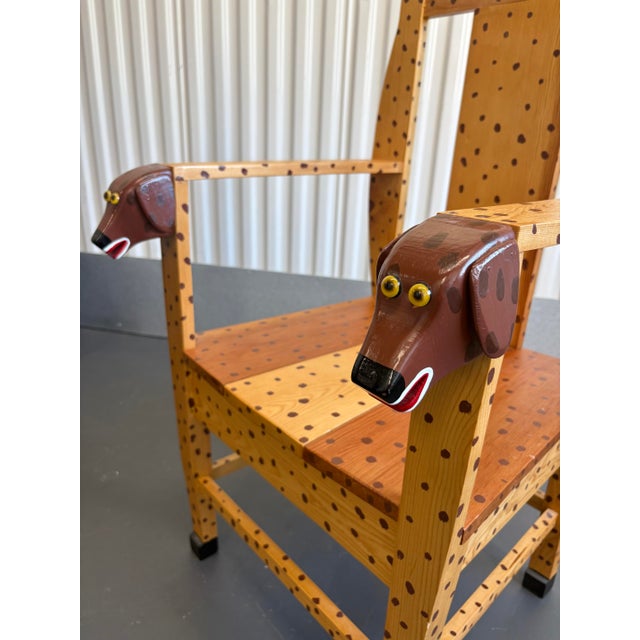 Folk Art Neo-Folk Art Hand Painted Pine Dog Chair by Craig Carey For Sale - Image 3 of 12