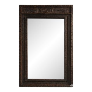 Antique Indian Doorway Dark Teak Carved Wood Huge Floor Mirror Frame | Handcrafted Vintage Full-Length Statement Mirror Frame For Sale
