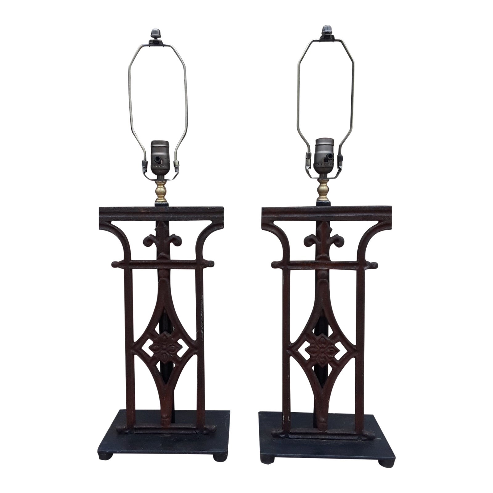 Reclaimed Antique Iron Balustrade Lamps From Nyc A Pair Chairish