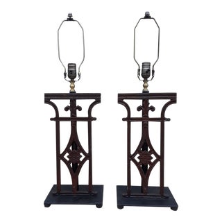 Reclaimed Antique Iron Balustrade Lamps From NYC - a Pair For Sale