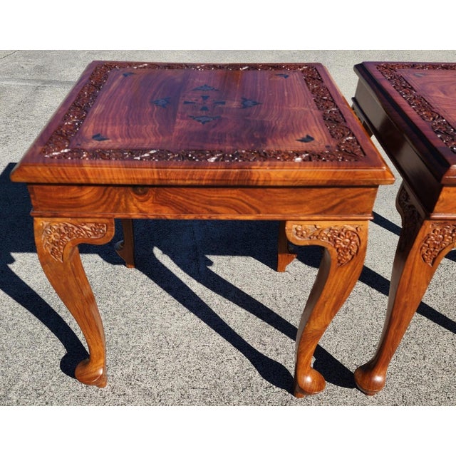 English Anglo Indian Walnut Side Tables Pair For Sale - Image 3 of 11
