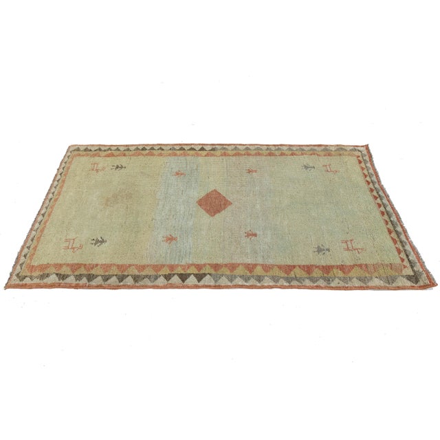 Textile Modern Minimalist Persian Gabbeh Wool Runner – Earthy Beige & Rust Tribal Motif For Sale - Image 7 of 8