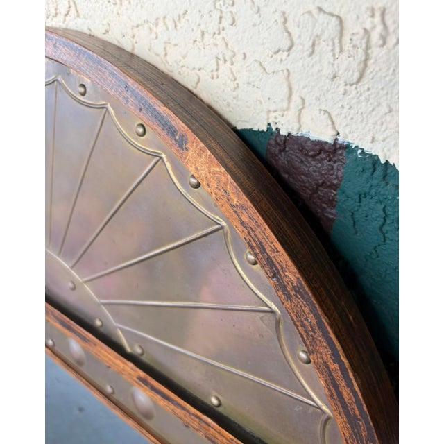 Sarreid Rustic Brass & Wood Arched Mirror Pair For Sale In Tampa - Image 6 of 11
