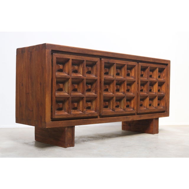 Mid-Century Brutalist Sideboard in Stained Pine by Biosca, Spain, 1960 For Sale - Image 11 of 18